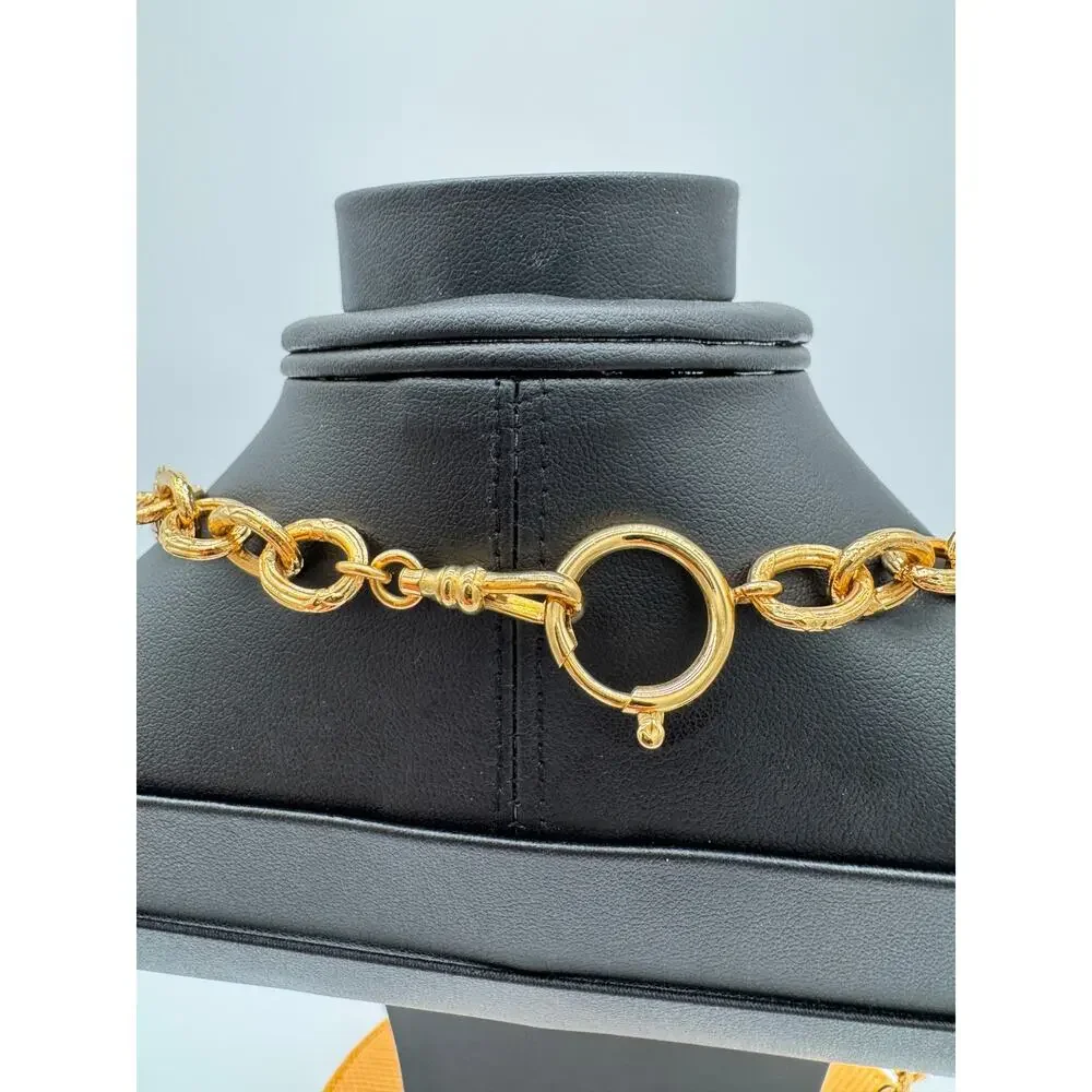 Vintage Chanel 93A Gold Tone Chain Rope Knot Pendant Necklace 1993